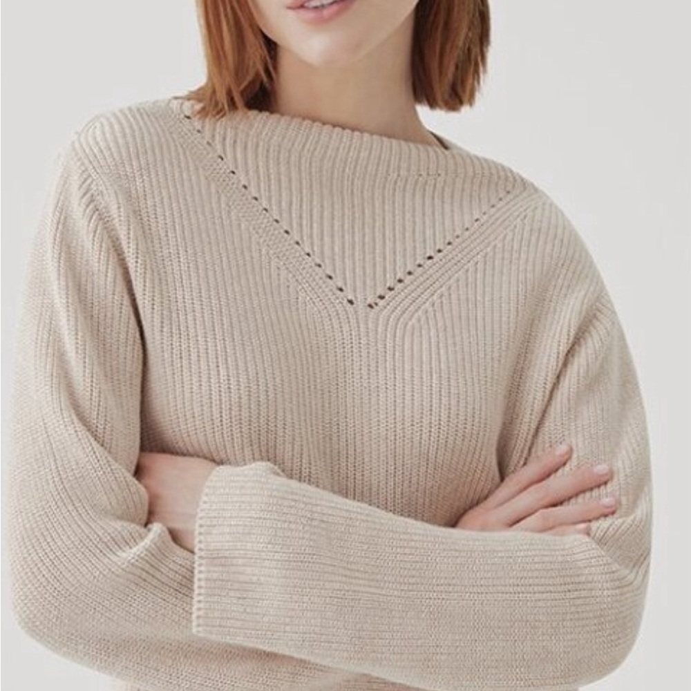 NWOT Pact 100% Organic Cotton Knit Fisherman Tunic Sweater - Sandshell